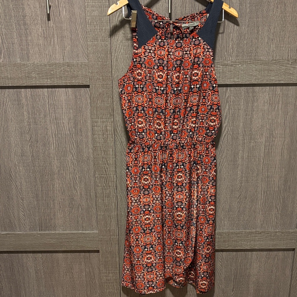 Athleta Red and Blue Patterned Midi Dress
